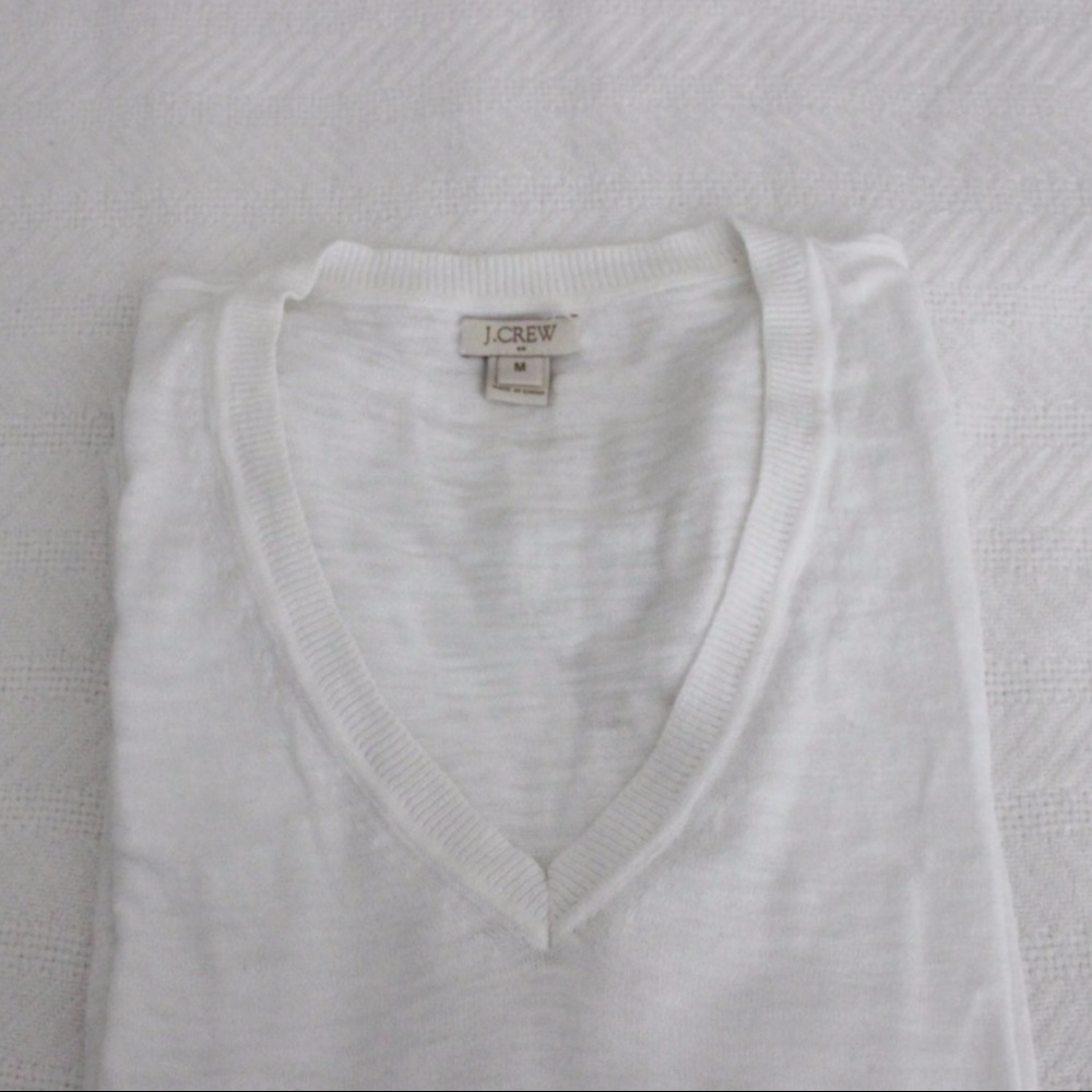 J.Crew Factory White Cotton V-Neck Sweater